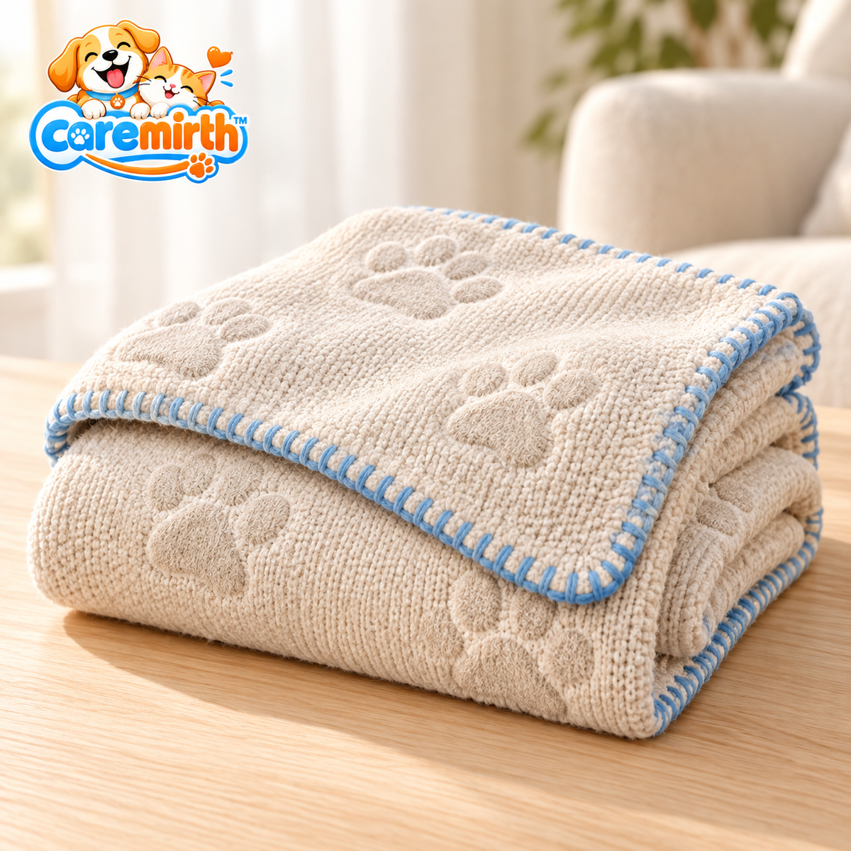 Caremirth Paw-Pattern Pet Blanket