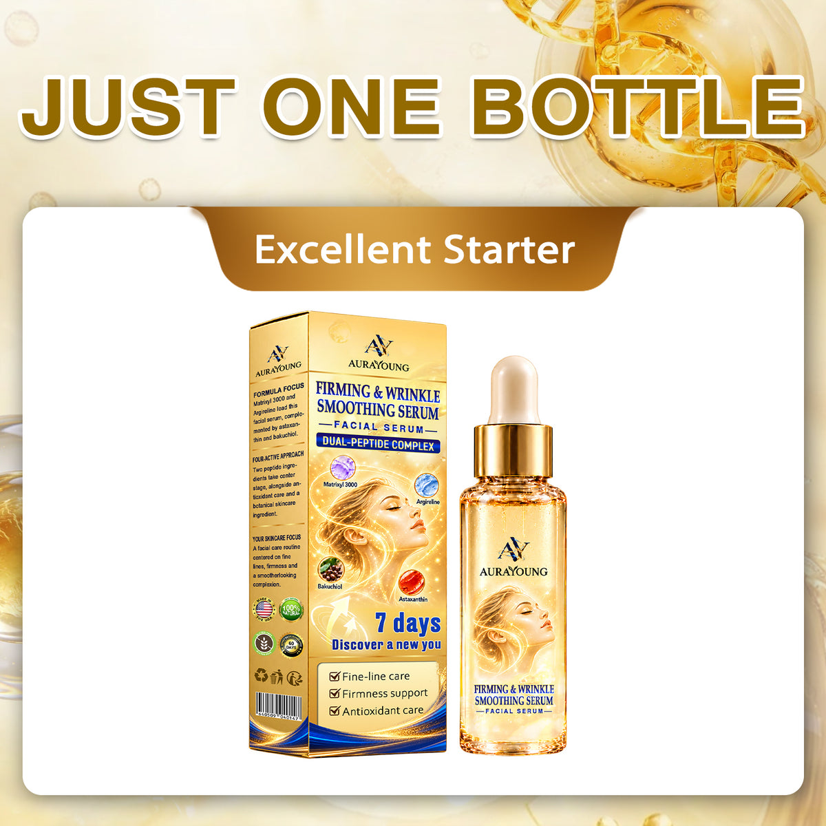 Official Store | New! ✨ AURAYOUNG® Multi-Peptide Firming & Wrinkle Smoothing Serum — Smooth Visible Forehead, Eye & Smile Lines for Firmer, Radiant-Looking Skin 💛 Matrixyl 3000 × Argireline × Bakuchiol × Astaxanthin