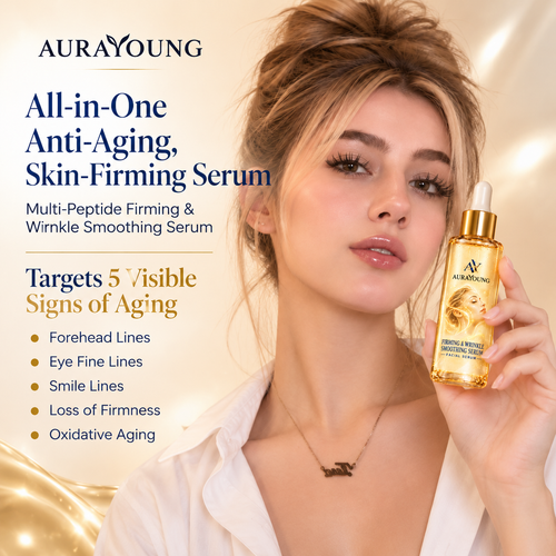 Official Store | New! ✨ AURAYOUNG® Multi-Peptide Firming & Wrinkle Smoothing Serum — Smooth Visible Forehead, Eye & Smile Lines for Firmer, Radiant-Looking Skin 💛 Matrixyl 3000 × Argireline × Bakuchiol × Astaxanthin