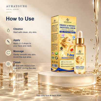Official Store | New! ✨ AURAYOUNG® Multi-Peptide Firming & Wrinkle Smoothing Serum — Smooth Visible Forehead, Eye & Smile Lines for Firmer, Radiant-Looking Skin 💛 Matrixyl 3000 × Argireline × Bakuchiol × Astaxanthin