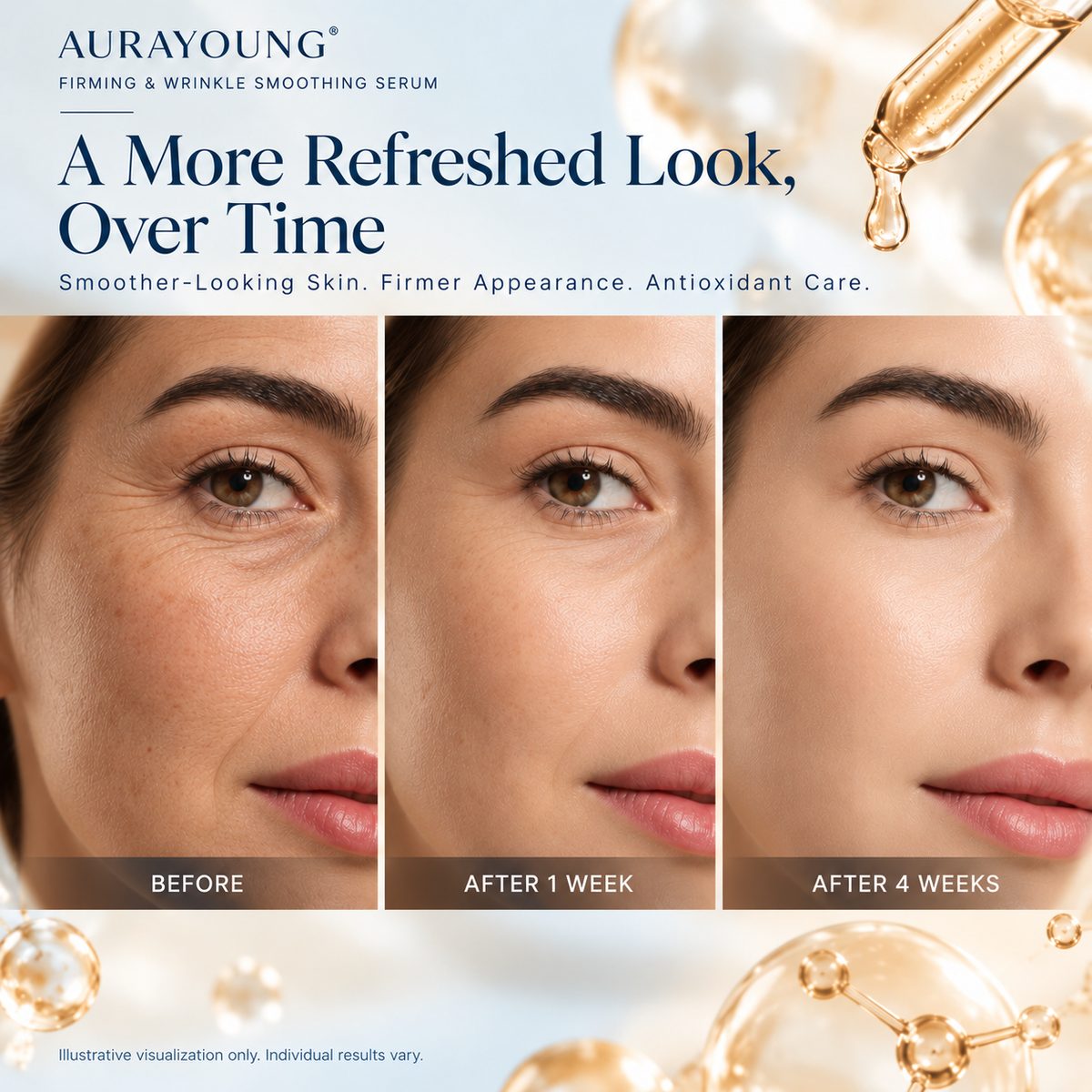 Official Store | New! ✨ AURAYOUNG® Multi-Peptide Firming & Wrinkle Smoothing Serum — Smooth Visible Forehead, Eye & Smile Lines for Firmer, Radiant-Looking Skin 💛 Matrixyl 3000 × Argireline × Bakuchiol × Astaxanthin